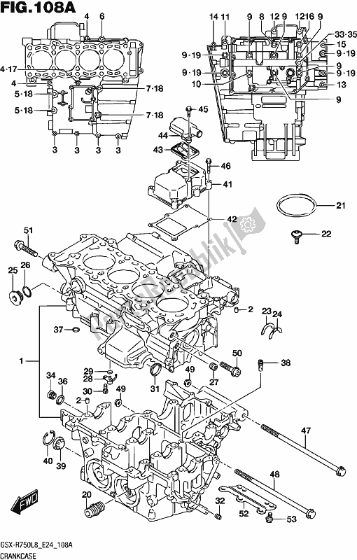 All parts for the Crankcase of the Suzuki Gsx-r 750 2018