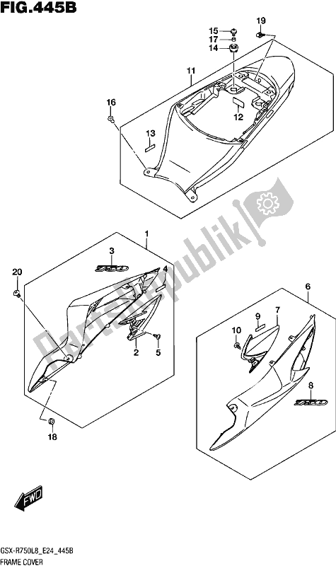 Toutes les pièces pour le Frame Cover (av4,bd7) du Suzuki Gsx-r 750 2018