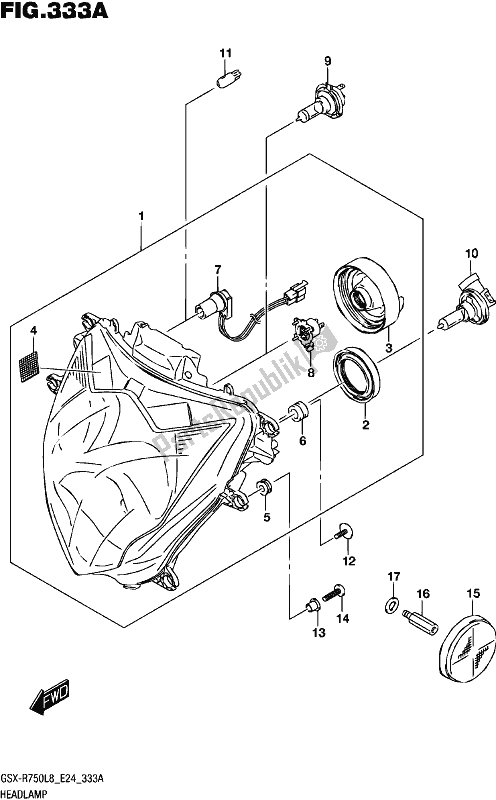 All parts for the Headlamp of the Suzuki Gsx-r 750 2018