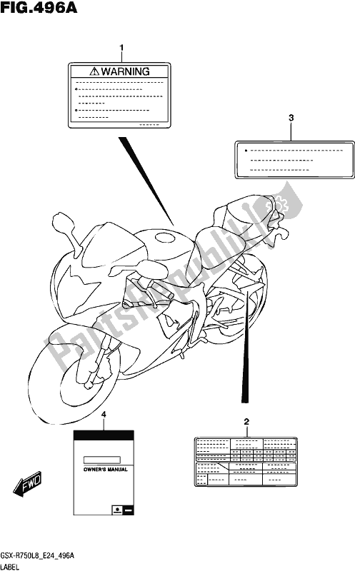 All parts for the Label of the Suzuki Gsx-r 750 2018