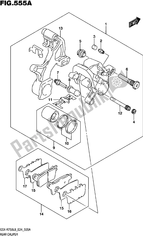 Toutes les pièces pour le étrier Arrière du Suzuki Gsx-r 750 2018