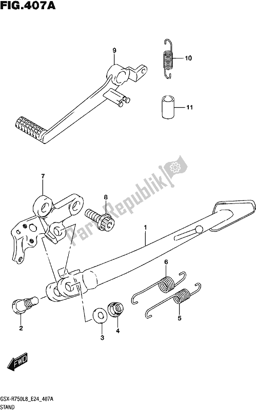 All parts for the Stand of the Suzuki Gsx-r 750 2018