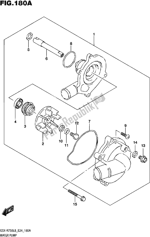 All parts for the Water Pump of the Suzuki Gsx-r 750 2018