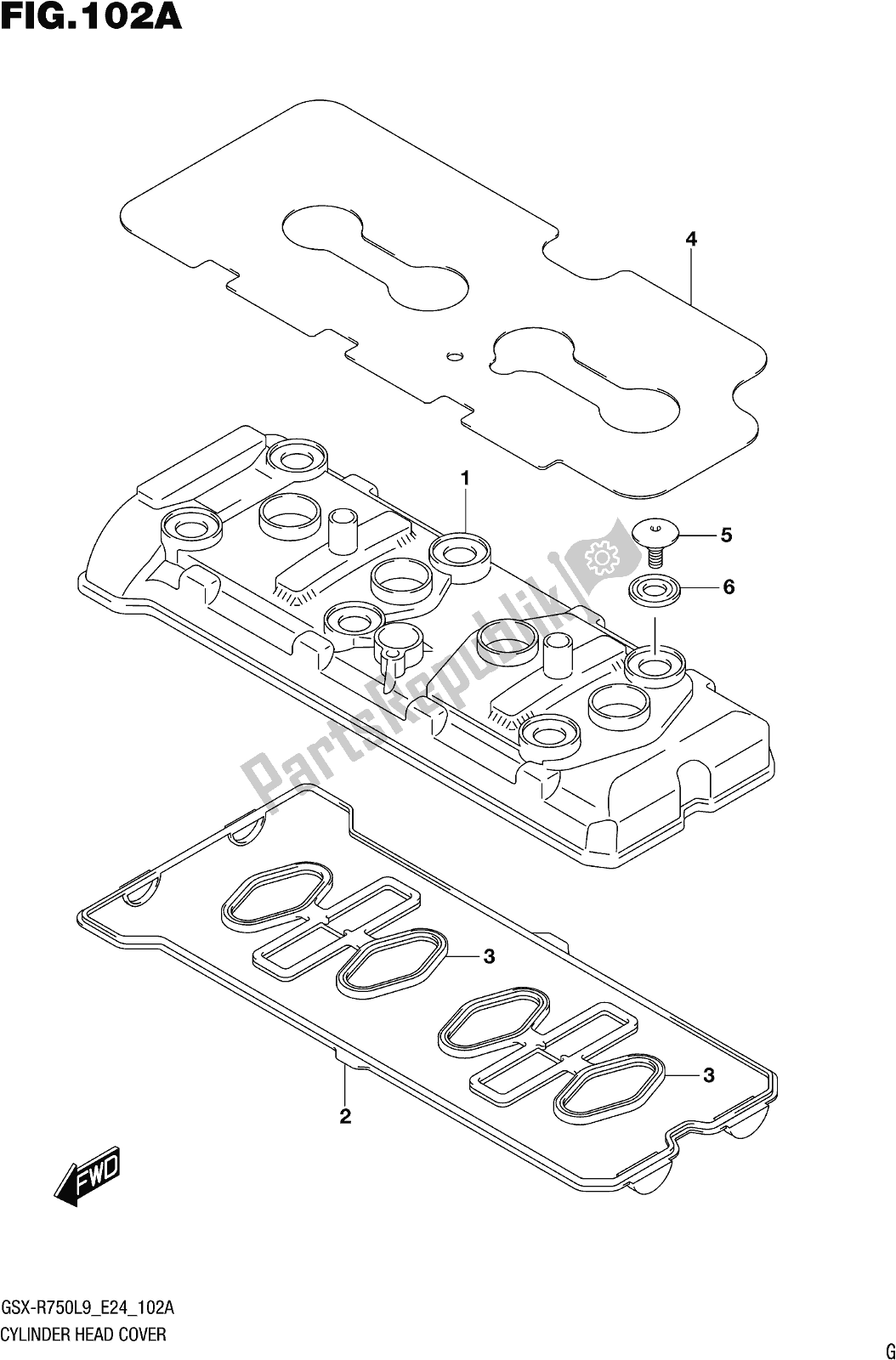 All parts for the Fig. 102a Cylinder Head Cover of the Suzuki Gsx-r 750 2019