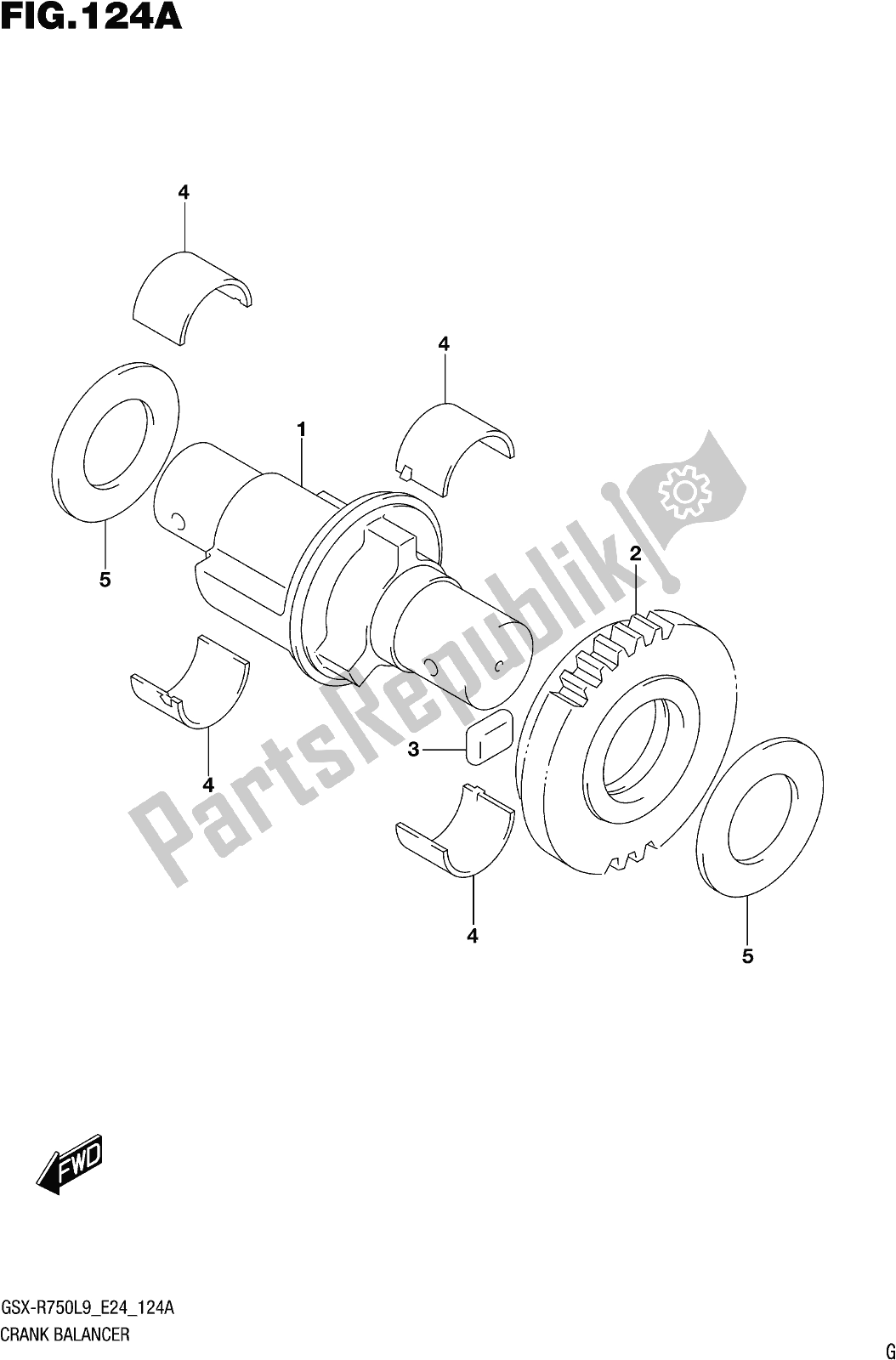 All parts for the Fig. 124a Crank Balancer of the Suzuki Gsx-r 750 2019