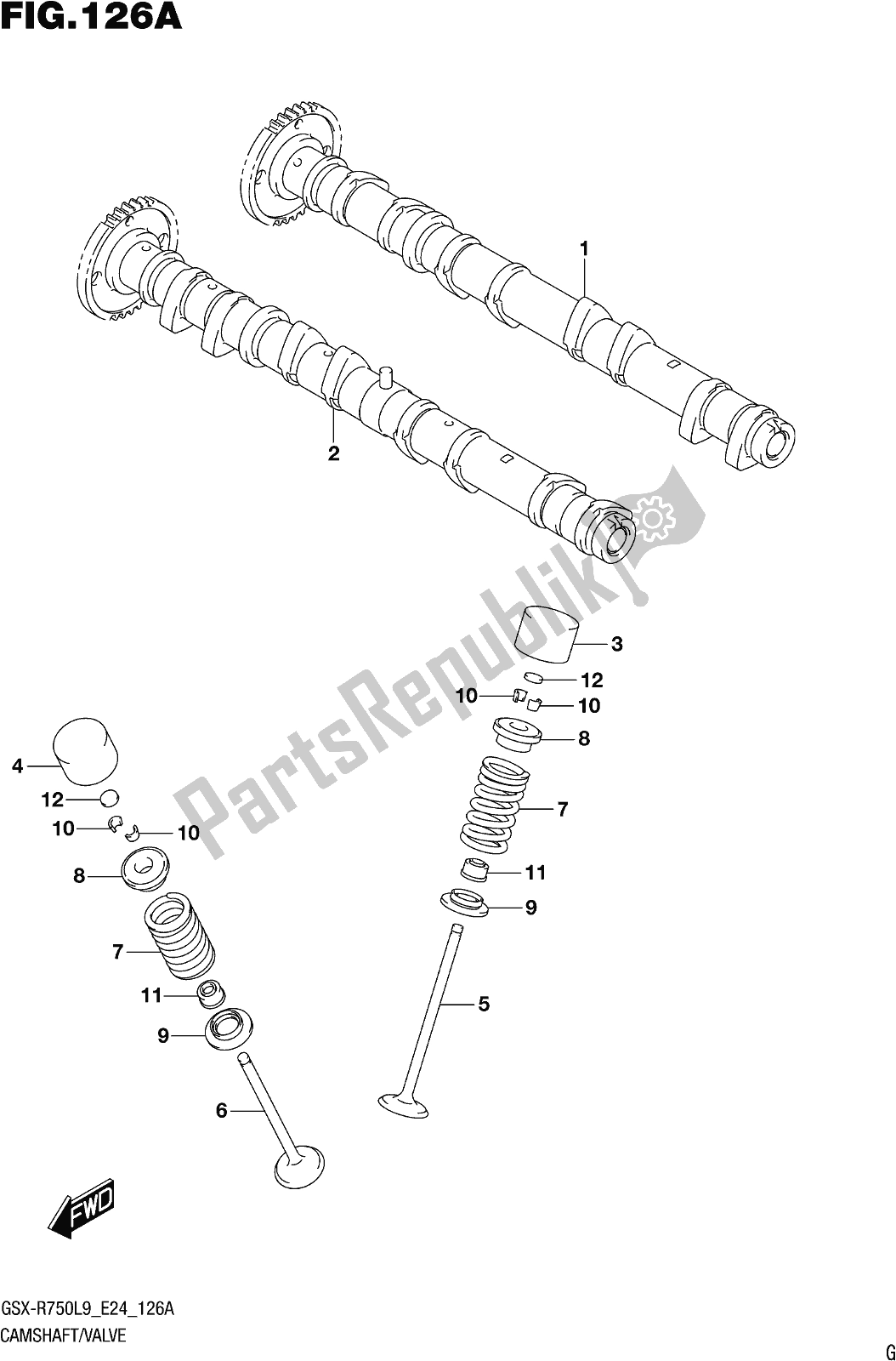 All parts for the Fig. 126a Camshaft/valve of the Suzuki Gsx-r 750 2019