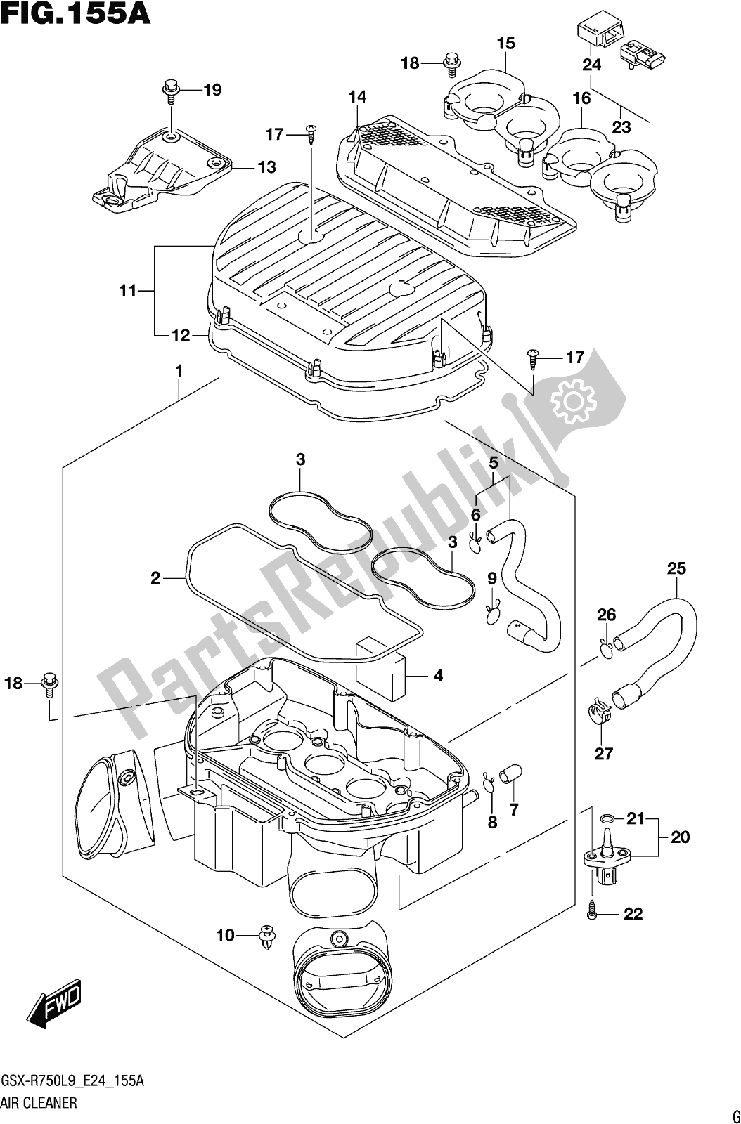 All parts for the Fig. 155a Air Cleaner of the Suzuki Gsx-r 750 2019
