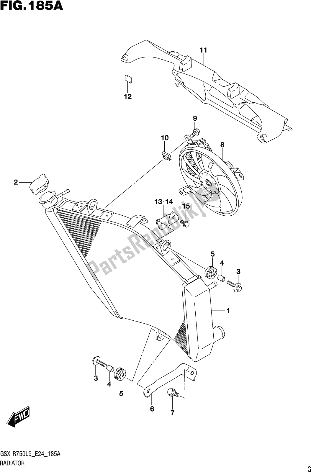 Tutte le parti per il Fig. 185a Radiator del Suzuki Gsx-r 750 2019