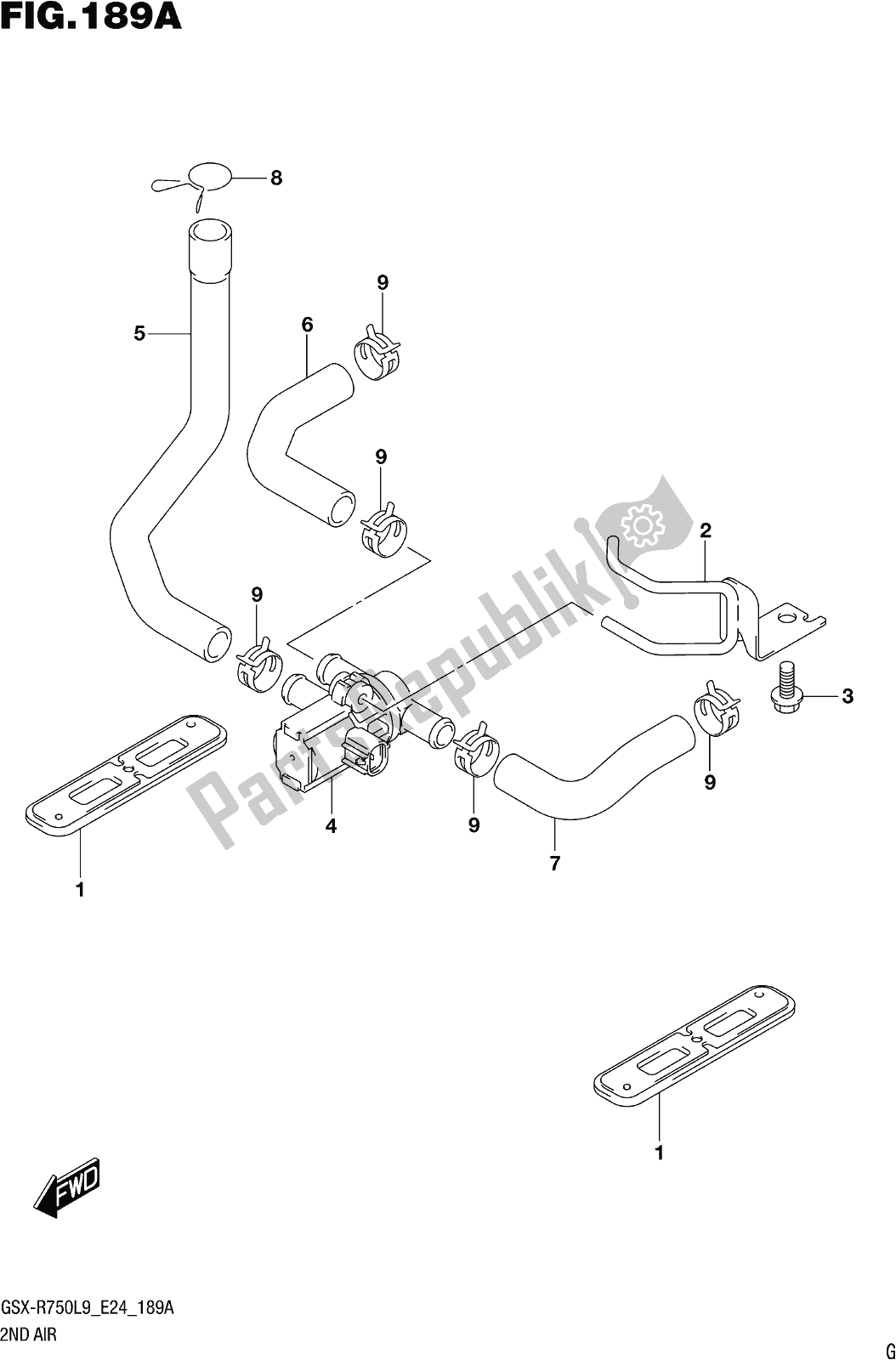 All parts for the Fig. 189a 2nd Air of the Suzuki Gsx-r 750 2019