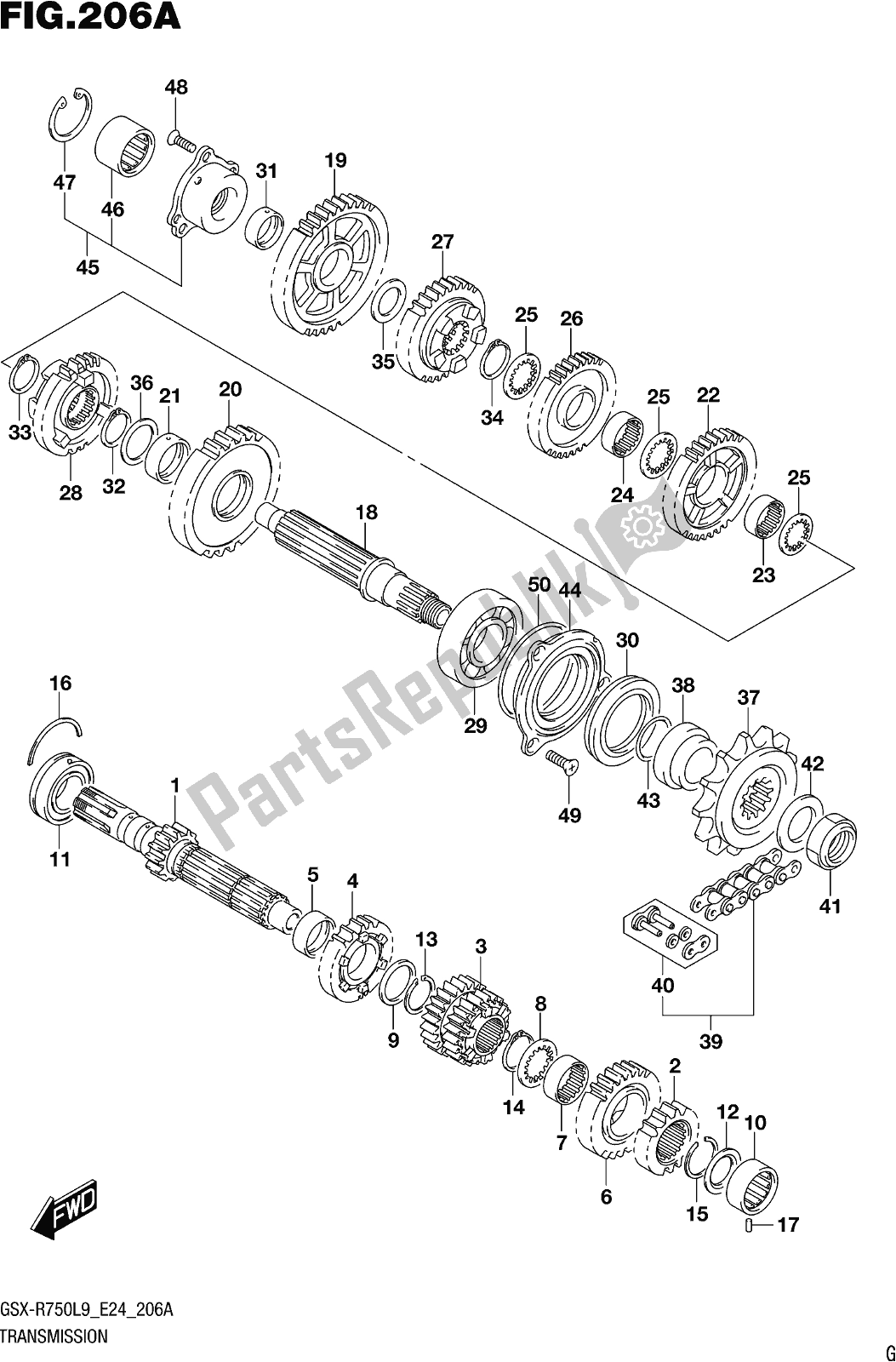 Wszystkie części do Fig. 206a Transmission Suzuki Gsx-r 750 2019