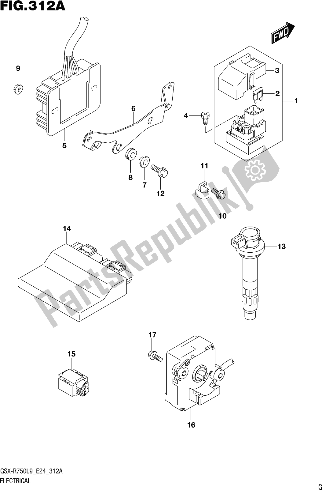 Todas las partes para Fig. 312a Electrical de Suzuki Gsx-r 750 2019