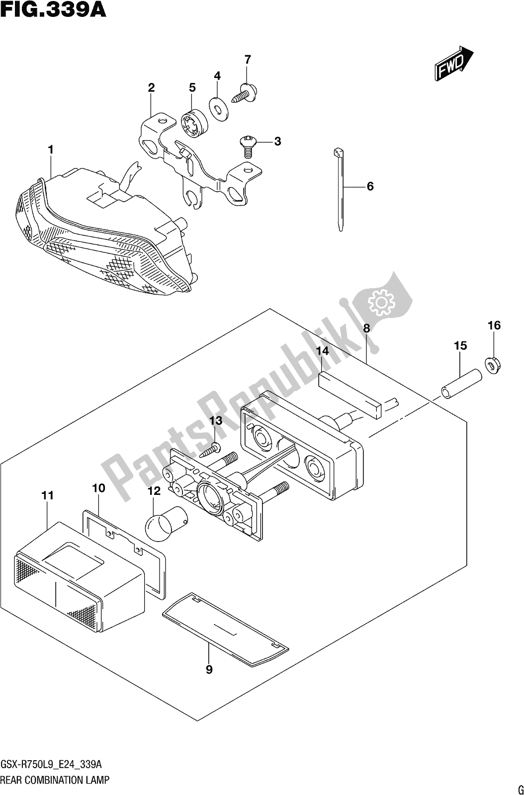 Tutte le parti per il Fig. 339a Rear Combination Lamp del Suzuki Gsx-r 750 2019