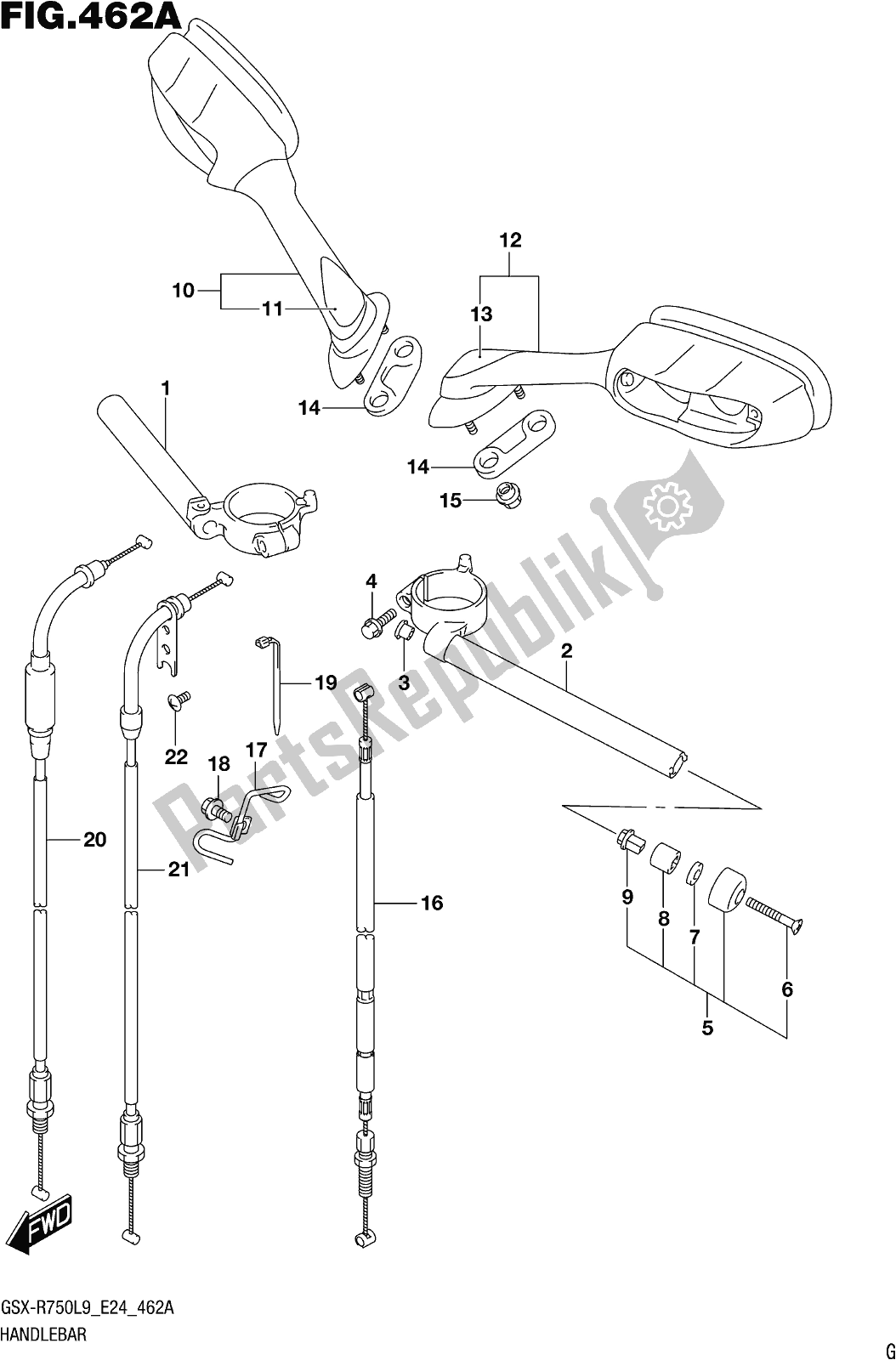 All parts for the Fig. 462a Handlebar of the Suzuki Gsx-r 750 2019