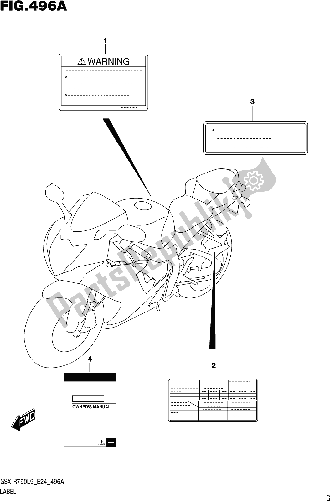 All parts for the Fig. 496a Label of the Suzuki Gsx-r 750 2019