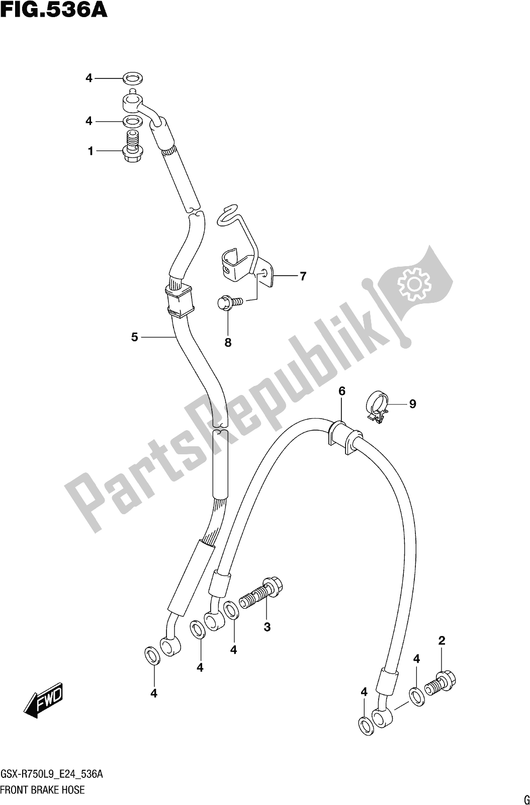 Tutte le parti per il Fig. 536a Front Brake Hose del Suzuki Gsx-r 750 2019