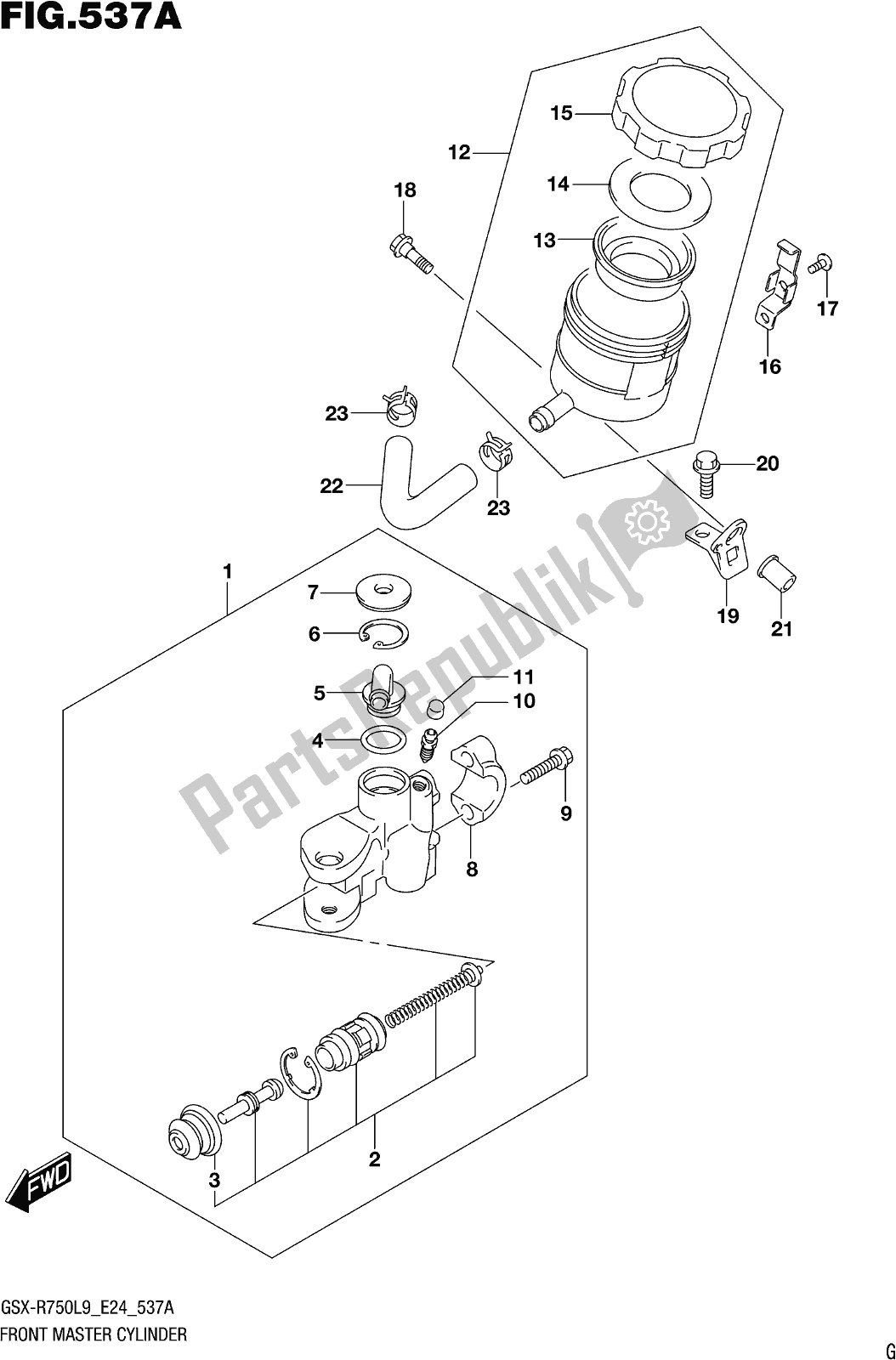 All parts for the Fig. 537a Front Master Cylinder of the Suzuki Gsx-r 750 2019