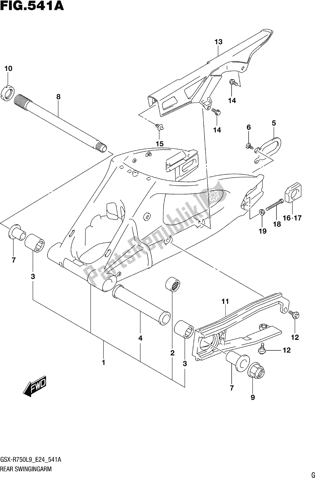 Todas las partes para Fig. 541a Rear Swingingarm de Suzuki Gsx-r 750 2019