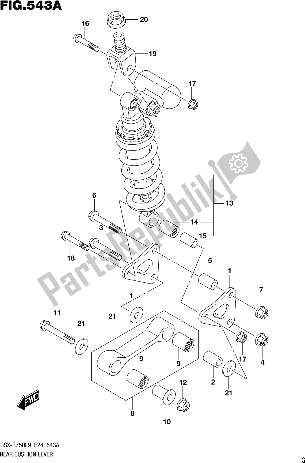 All parts for the Fig. 543a Rear Cushion Lever of the Suzuki Gsx-r 750 2019