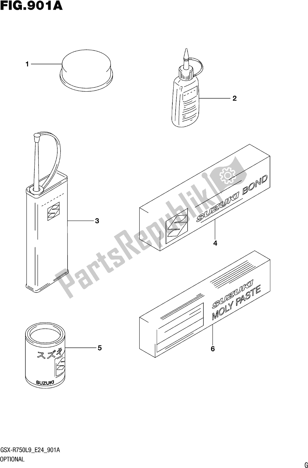 All parts for the Fig. 901a Optional of the Suzuki Gsx-r 750 2019