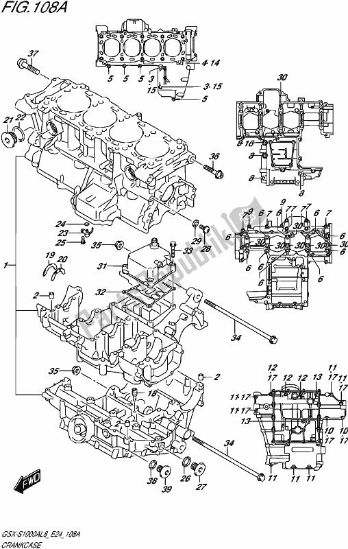 All parts for the Crankcase of the Suzuki Gsx-s 1000A 2018