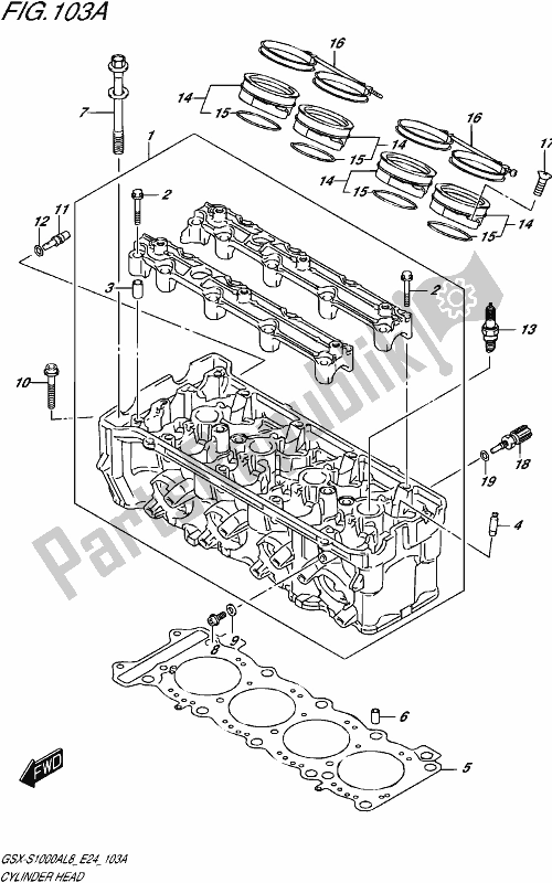 Todas as partes de Cabeça De Cilindro do Suzuki Gsx-s 1000A 2018