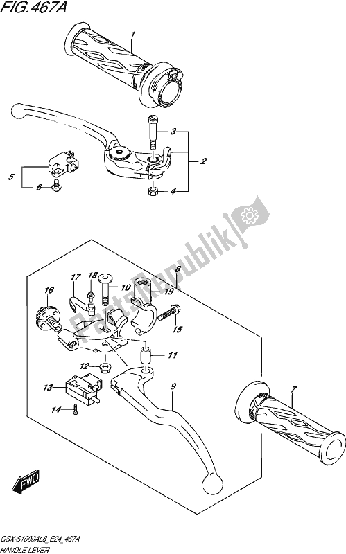 All parts for the Handle Lever of the Suzuki Gsx-s 1000A 2018