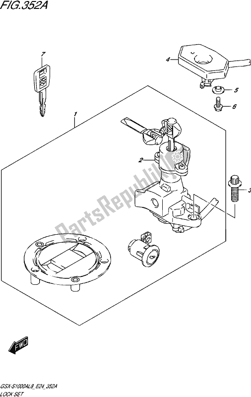 All parts for the Lock Set (gsx-s1000al8 E24) of the Suzuki Gsx-s 1000A 2018