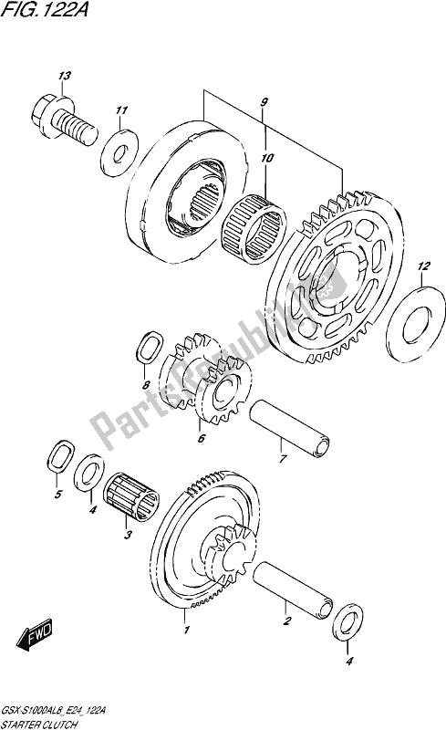 All parts for the Starter Clutch of the Suzuki Gsx-s 1000A 2018