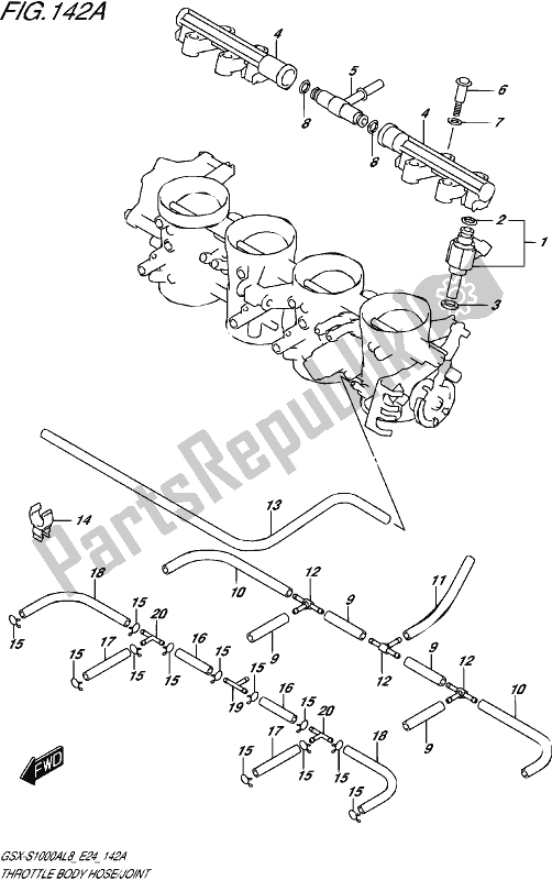 All parts for the Throttle Body Hose/joint of the Suzuki Gsx-s 1000A 2018