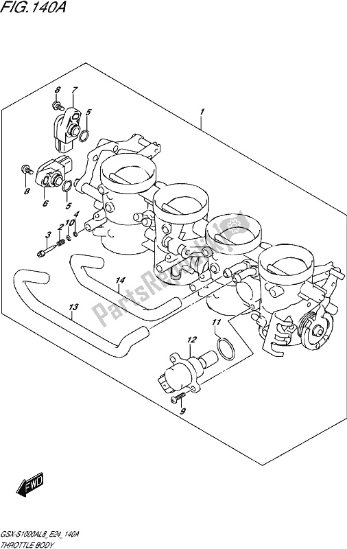 All parts for the Throttle Body of the Suzuki Gsx-s 1000A 2018