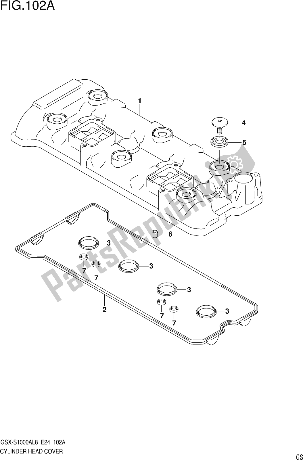 All parts for the Fig. 102a Cylinder Head Cover of the Suzuki Gsx-s 1000 AZ 2018