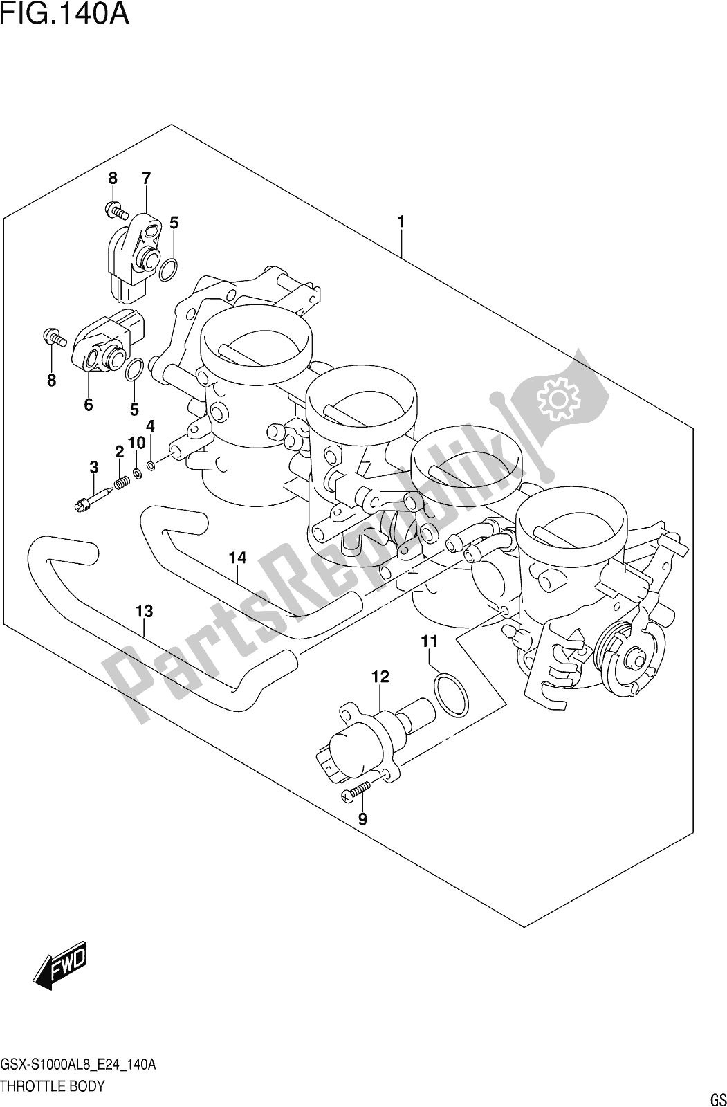 Tutte le parti per il Fig. 140a Throttle Body del Suzuki Gsx-s 1000 AZ 2018