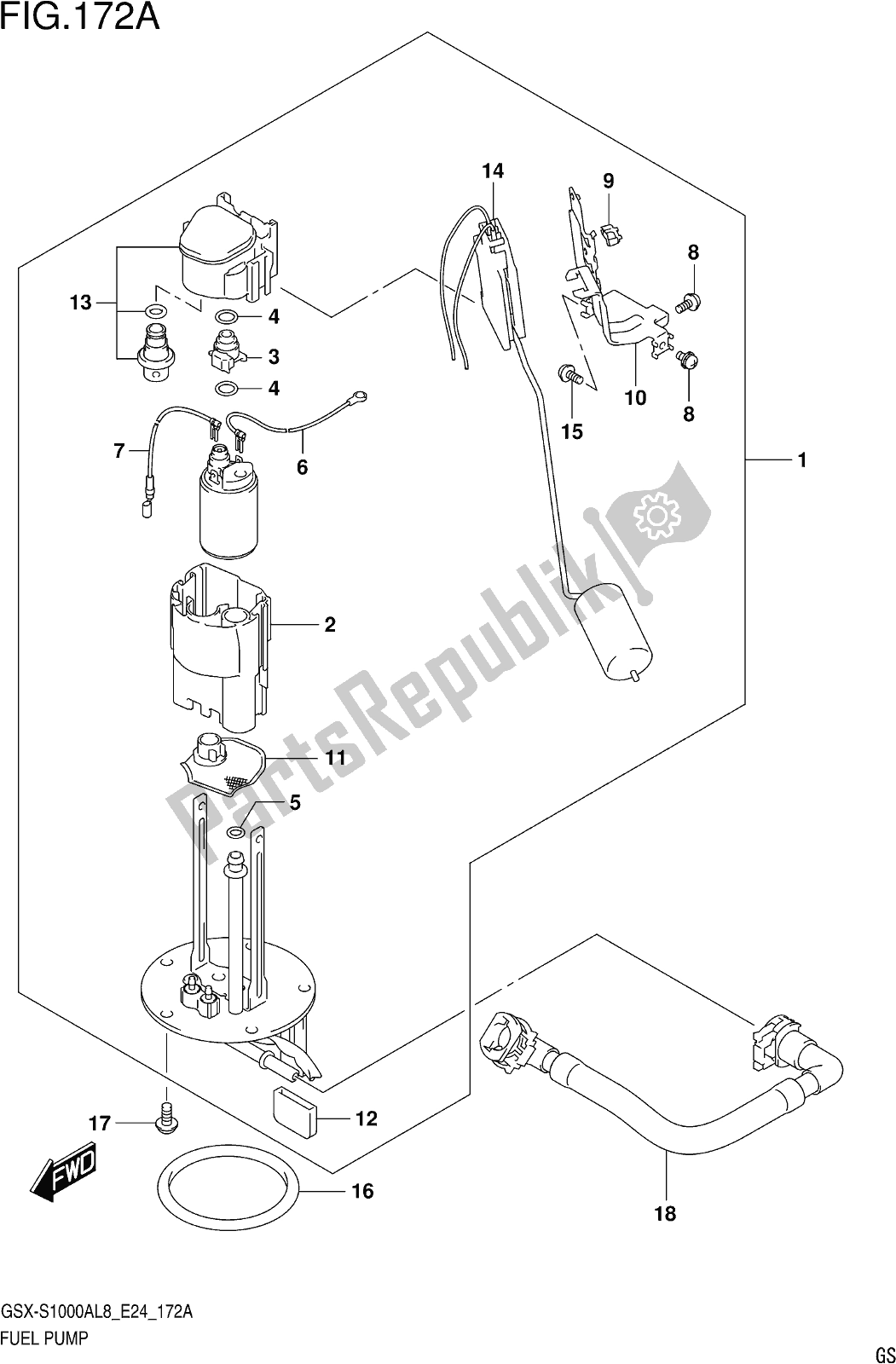 Tutte le parti per il Fig. 172a Fuel Pump del Suzuki Gsx-s 1000 AZ 2018