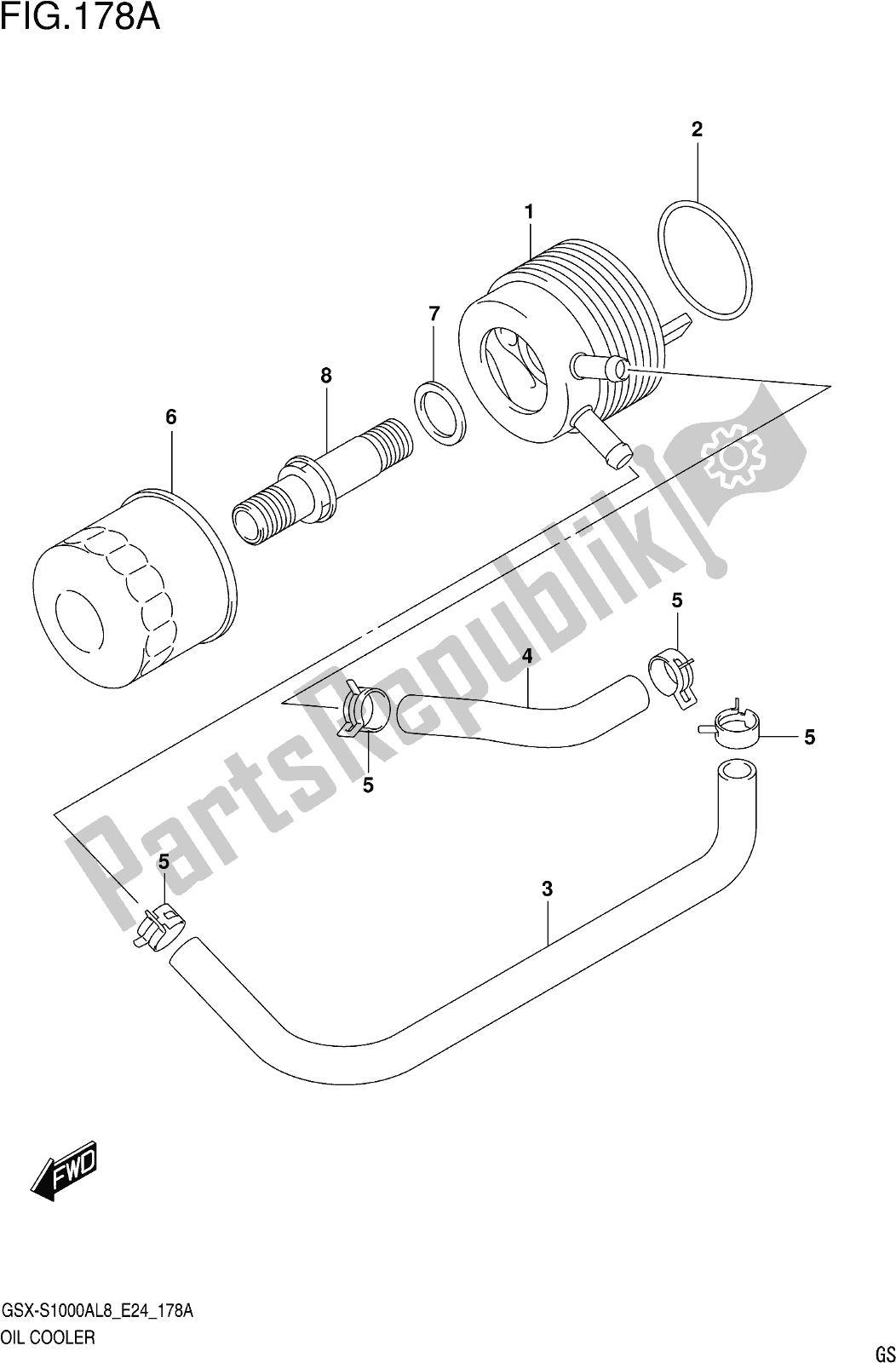 Tutte le parti per il Fig. 178a Oil Cooler del Suzuki Gsx-s 1000 AZ 2018