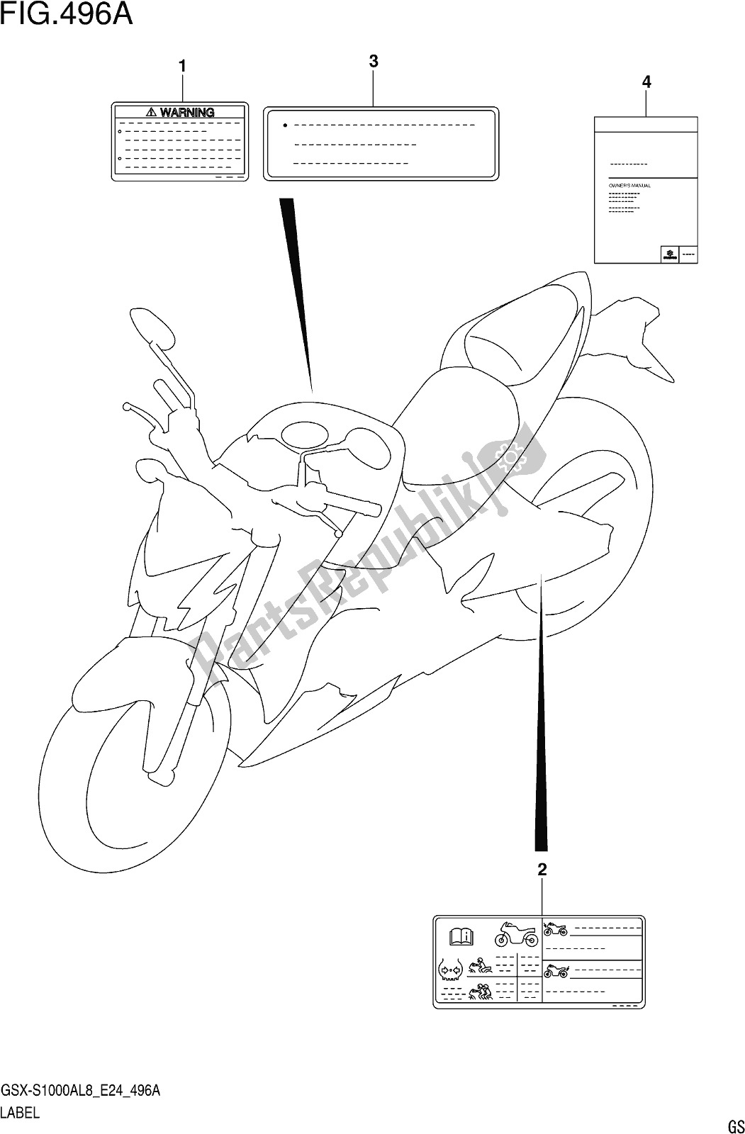 Tutte le parti per il Fig. 496a Label del Suzuki Gsx-s 1000 AZ 2018