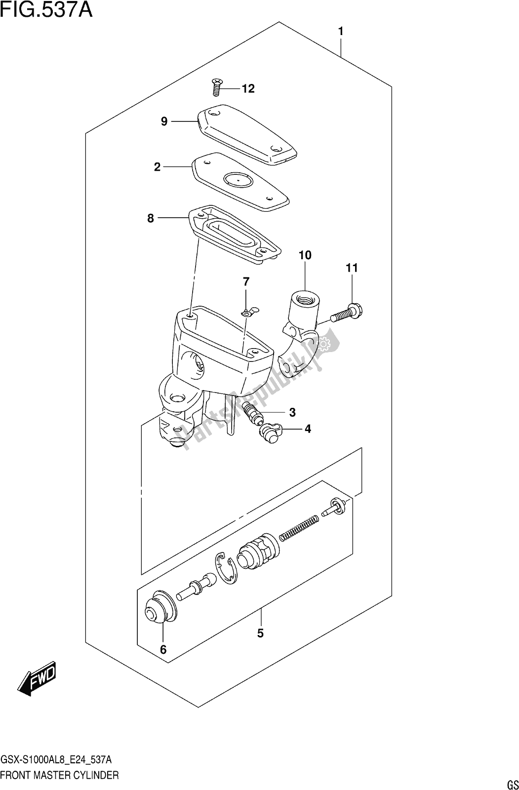 Tutte le parti per il Fig. 537a Front Master Cylinder del Suzuki Gsx-s 1000 AZ 2018