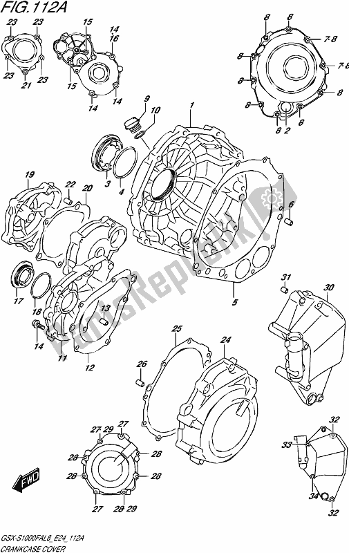 All parts for the Crankcase Cover of the Suzuki Gsx-s 1000 FA 2018