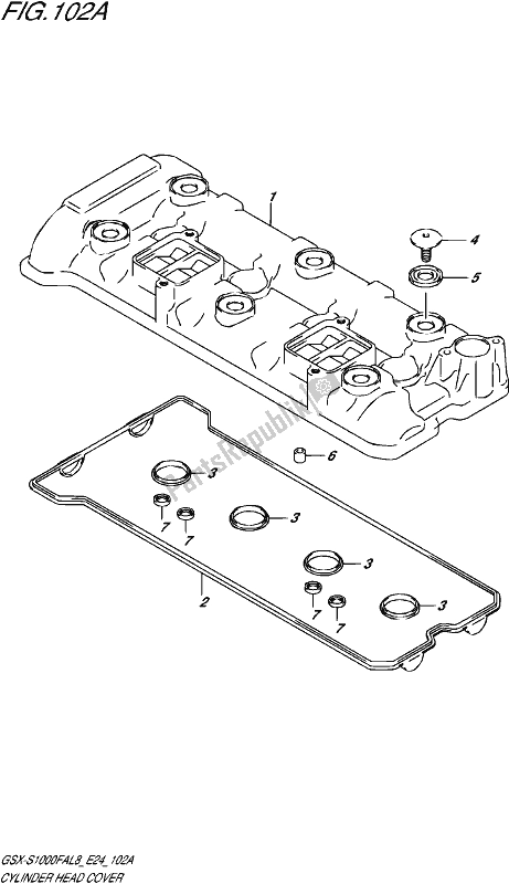 All parts for the Cylinder Head Cover of the Suzuki Gsx-s 1000 FA 2018