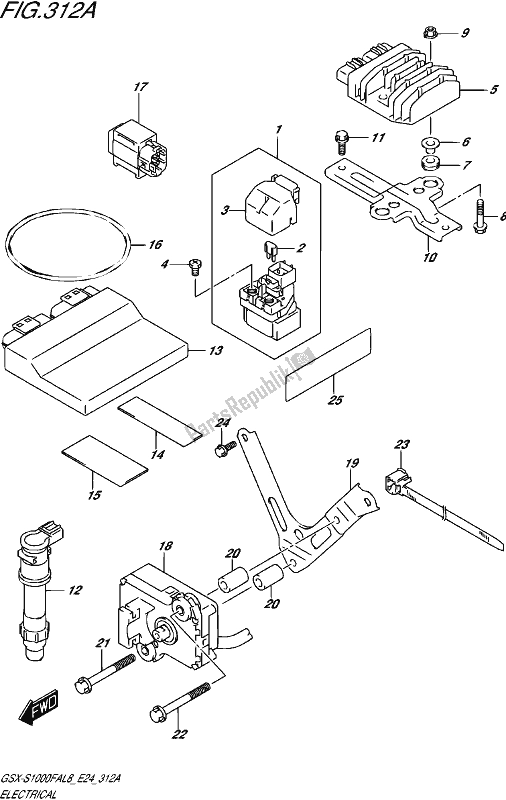 All parts for the Electrical of the Suzuki Gsx-s 1000 FA 2018