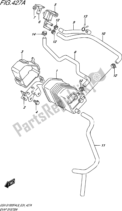 Alle onderdelen voor de Evap System van de Suzuki Gsx-s 1000 FA 2018