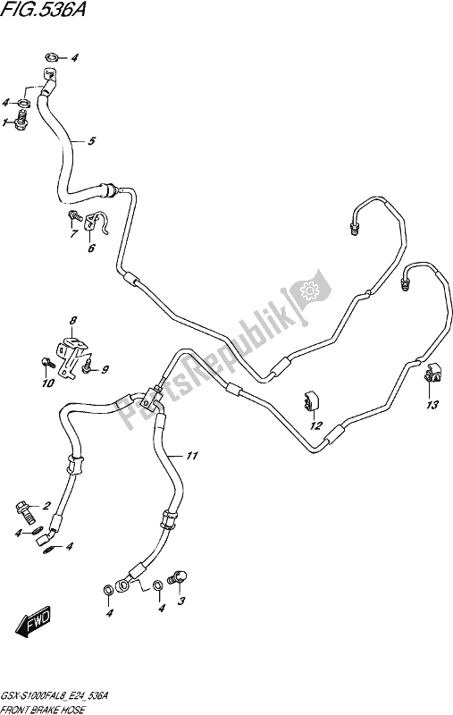 All parts for the Front Brake Hose of the Suzuki Gsx-s 1000 FA 2018