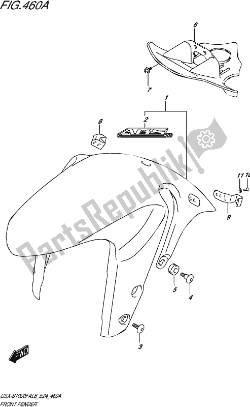 Tutte le parti per il Front Fender (gsx-s1000fal8 E24) del Suzuki Gsx-s 1000 FA 2018