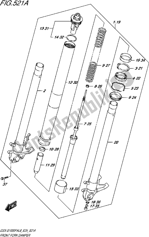 All parts for the Front Fork Damper (gsx-s1000fal8 E24) of the Suzuki Gsx-s 1000 FA 2018