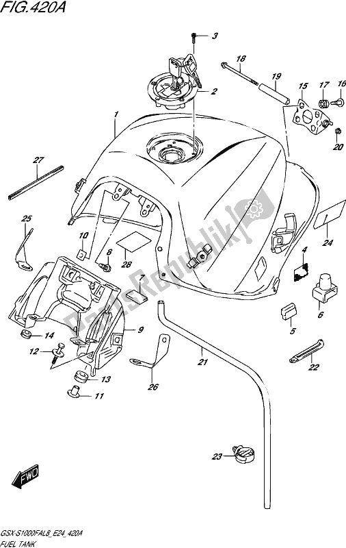 Todas as partes de Fuel Tank (gsx-s1000fal8 E24) do Suzuki Gsx-s 1000 FA 2018