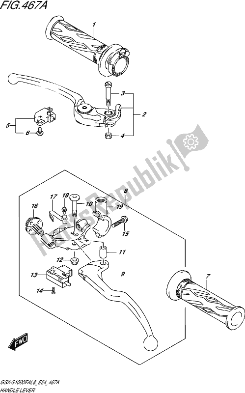 All parts for the Handle Lever of the Suzuki Gsx-s 1000 FA 2018