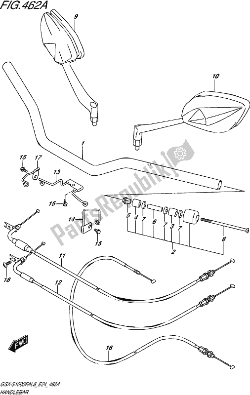 All parts for the Handlebar of the Suzuki Gsx-s 1000 FA 2018