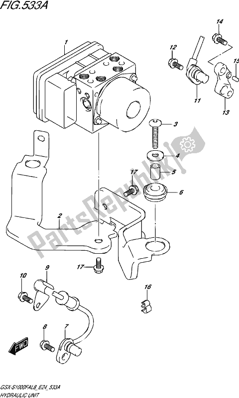 All parts for the Hydraulic Unit of the Suzuki Gsx-s 1000 FA 2018