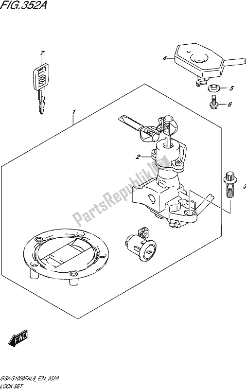 All parts for the Lock Set (gsx-s1000fal8 E24) of the Suzuki Gsx-s 1000 FA 2018