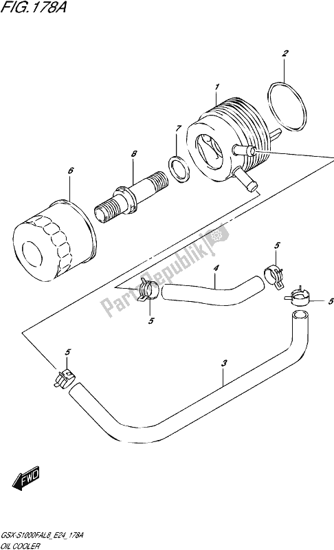 All parts for the Oil Cooler of the Suzuki Gsx-s 1000 FA 2018