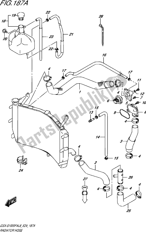 All parts for the Radiator Hose of the Suzuki Gsx-s 1000 FA 2018